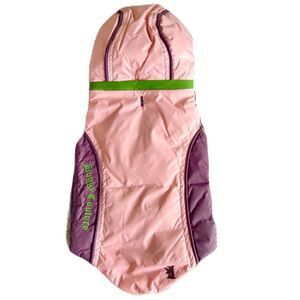 Juicy Couture Pet Sleeveless Puffer Hooded Doggy Jacket Reversible Pink Sz Large